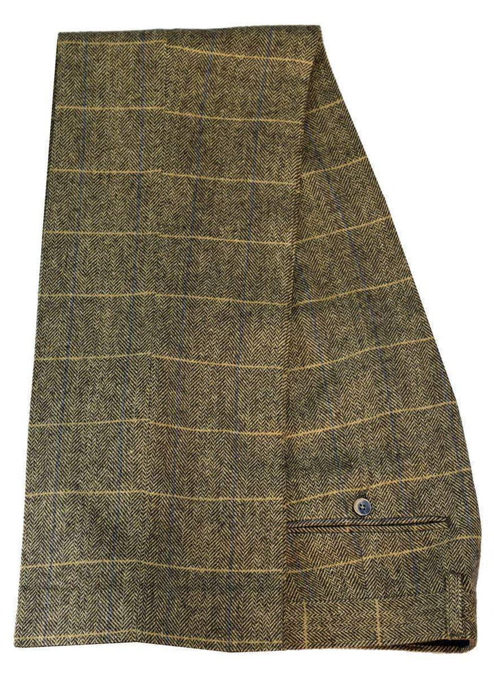 Cavani Albert Mens Beige Tan Brown Tweed Check Trousers - 30 - Suit & Tailoring