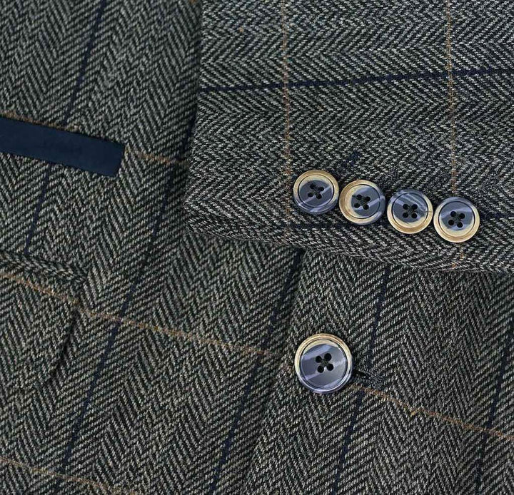 Cavani Albert Mens Grey Sim Fit Tweed Style Jacket - Suit & Tailoring