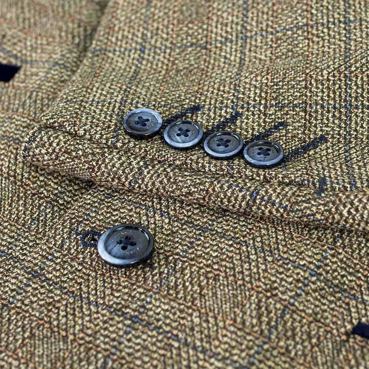 Cavani Ascari Mens Brown Sim Fit Tweed Style Jacket - Suit & Tailoring