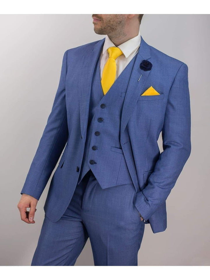 Blue Jay 3 Piece Slim Fit sky Suit - 36S / 30S - Suit & Tailoring