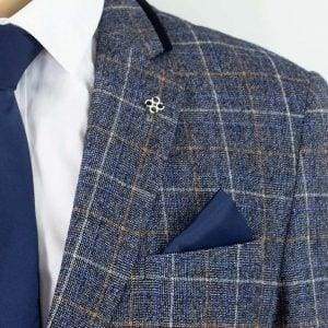 Cavani Bonita Blue Sim Fit Tweed Style Blazer - Suit & Tailoring