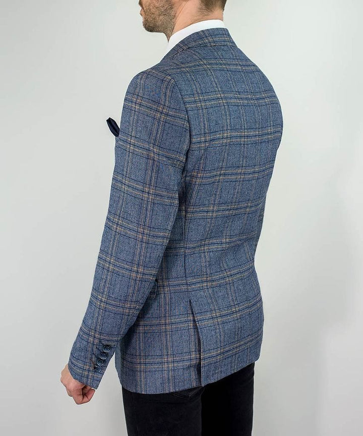 Cavani Brendan Blue Sim Fit check Jacket - Suit & Tailoring