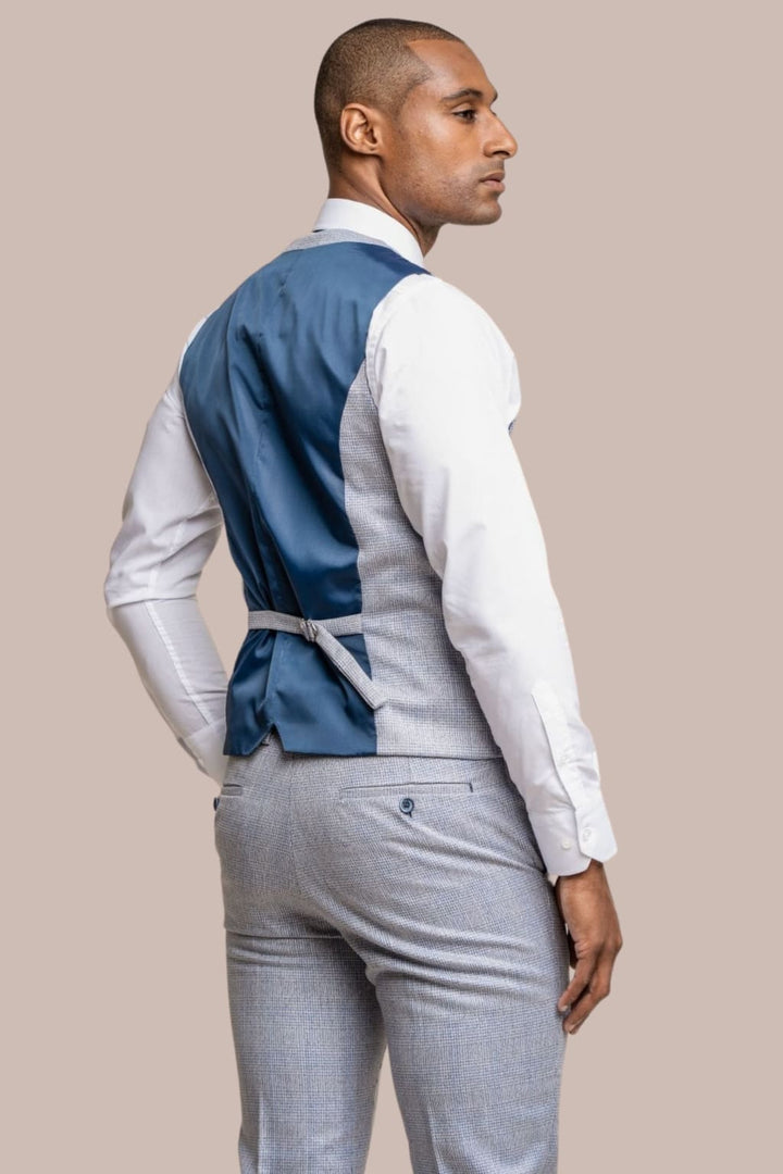 Cavani Caridi Men’s Sky Slim Fit Textured Check Waistcoat - WAISTCOATS