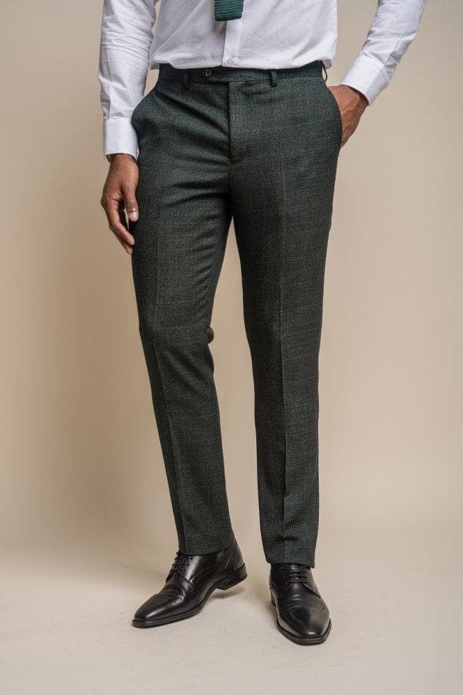 Cavani Caridi Men’s Slim Fit Trousers - Olive / 28R - Trousers