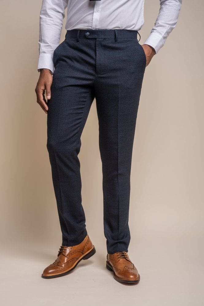 Cavani Caridi Men’s Slim Fit Trousers - Navy / 28R - Trousers