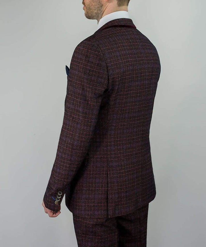 Cavani Carly Wine Tweed Men’s Blazer - Suit & Tailoring