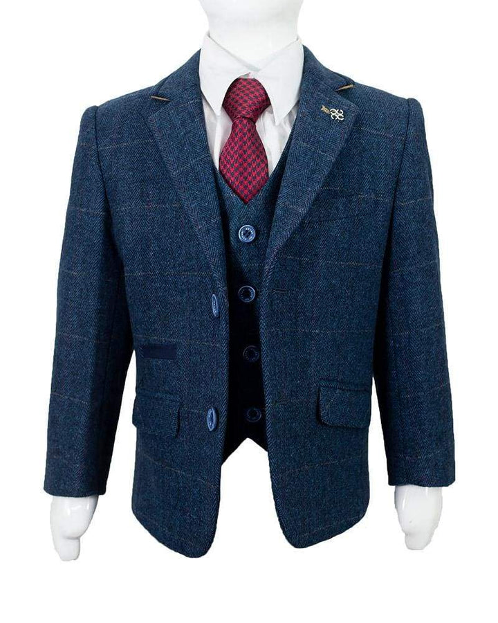 Cavani Carnegi Boys Three Piece Blue Slim Fit Suit - 1 YEAR - Suit & Tailoring
