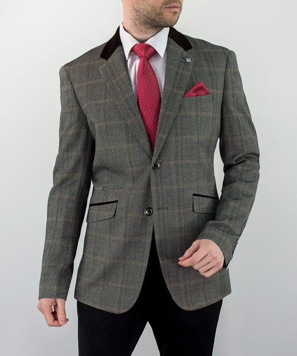 Cavani Connall Brown Sim Fit Tweed Style Blazer - 34 - Suit & Tailoring
