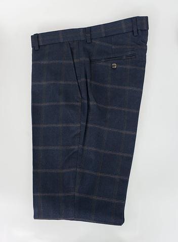 Cavani Connall Navy Tweed Check Trousers - Suit & Tailoring