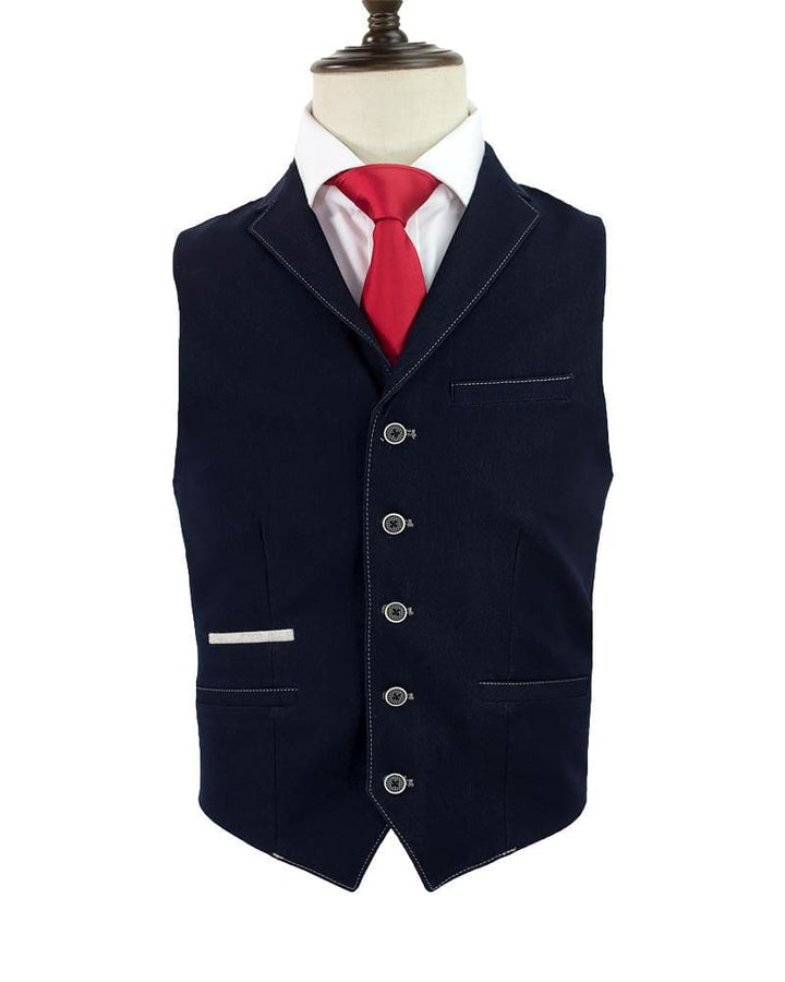 Cavani Fabian Navy Tweed Waistcoat - 36 - Suit & Tailoring