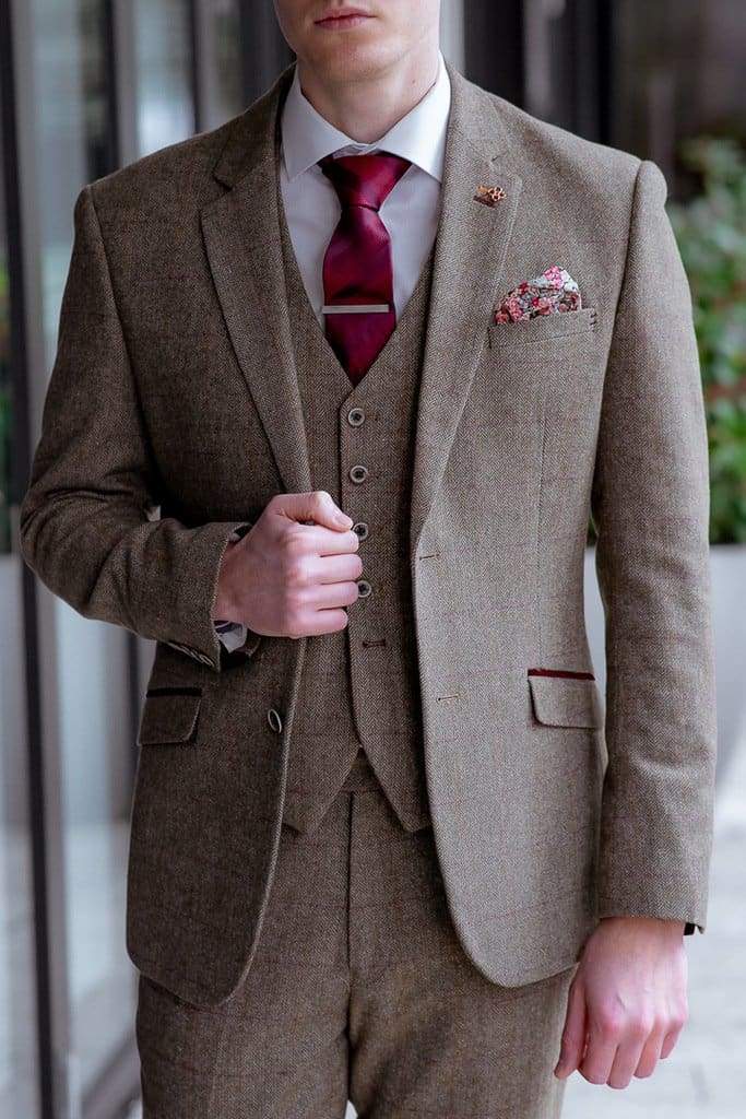 Cavani Gaston Sage Sim Fit Tweed Style Blazer - 34 - Suit & Tailoring