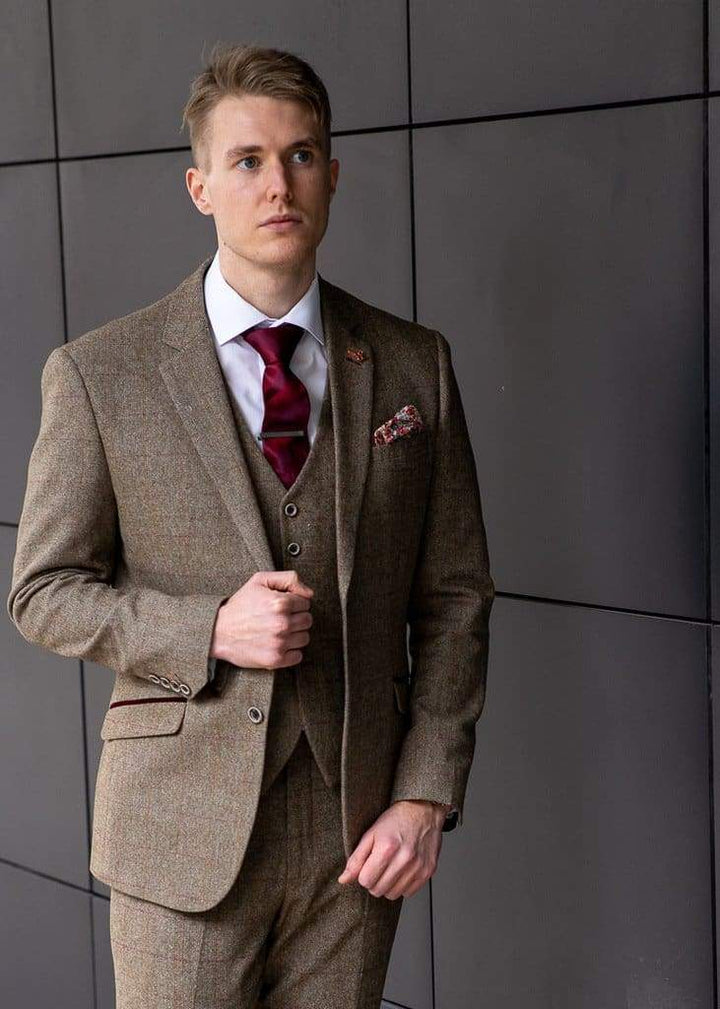 Cavani Gaston Sage Sim Fit Tweed Style Blazer - Suit & Tailoring