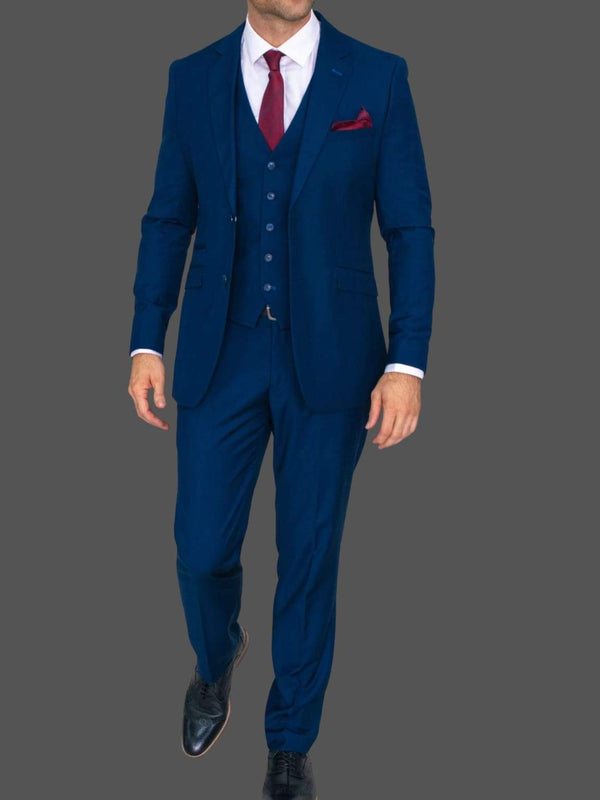 Cavani Jefferson 3 Piece Slim Fit Blue Suit - Suit & Tailoring