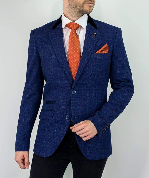 Kaiser Blue Sim Fit Check Jacket - Suit & Tailoring