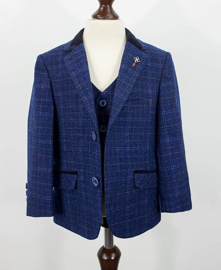 Cavani Kaiser Boys Three Piece Blue Slim Fit Suit - Suit & Tailoring