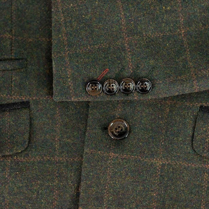 Cavani Kemson Olive Mens Slim Fit Tweed Jacket - Suit & Tailoring