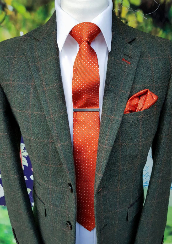 Cavani Kemson Olive Mens Slim Fit Tweed Jacket - 36 - Suit & Tailoring