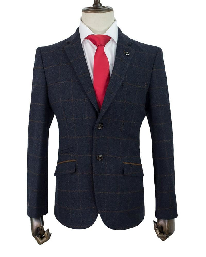 Cavani Kemson Tweed Navy Sim Fit Jacket - Suit & Tailoring