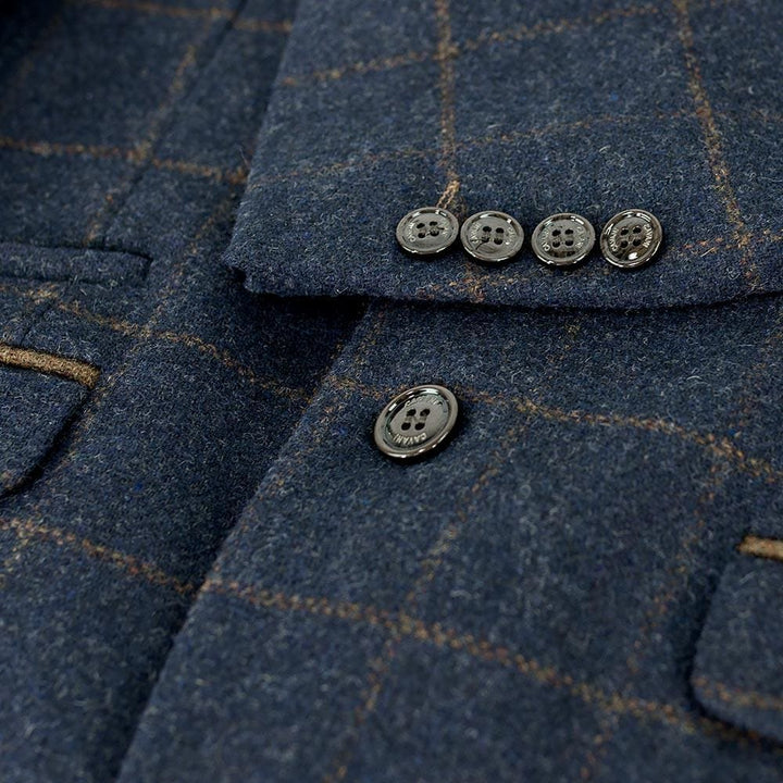 Cavani Kemson Tweed Navy Sim Fit Jacket - Suit & Tailoring