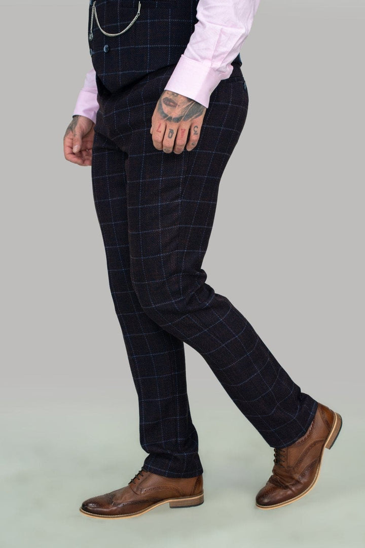 Cavani Kerber Purple Slim Fit Check Trouser - 30 - Suit & Tailoring