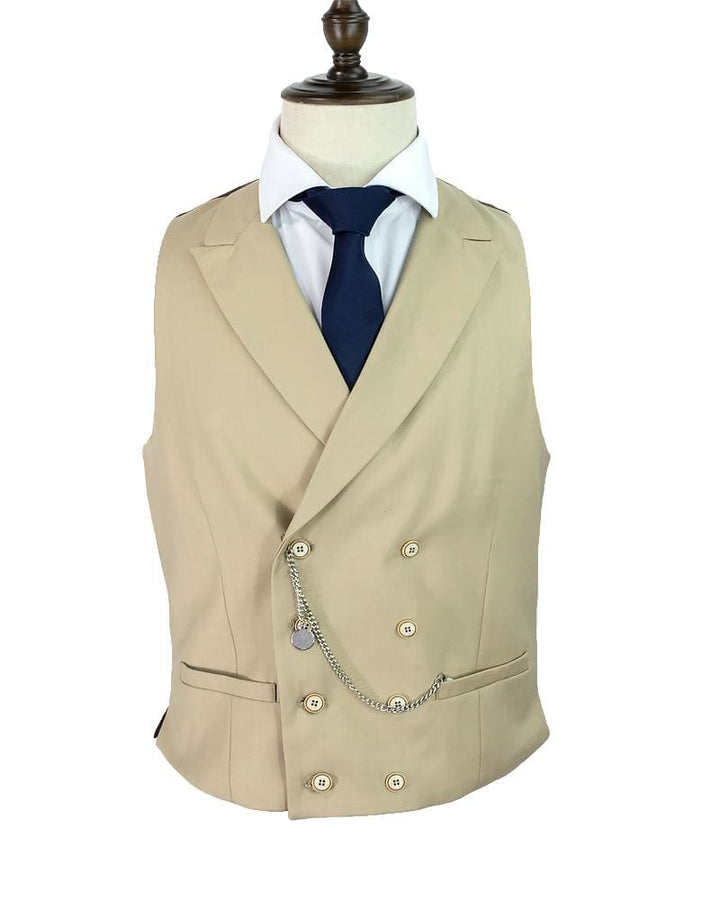 Cavani Lennox Beige Tweed Waistcoat - 36 - Suit & Tailoring