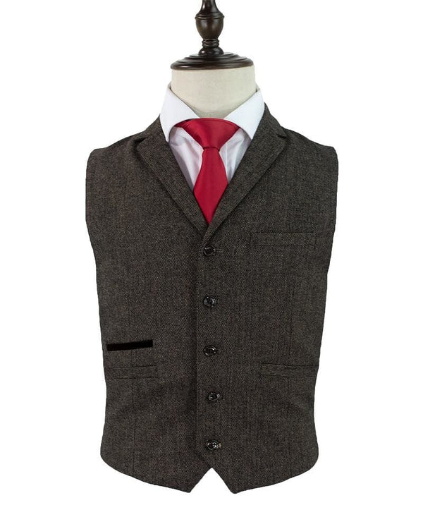 Cavani Martez Brown Tweed Waistcoat - 36 - Suit & Tailoring