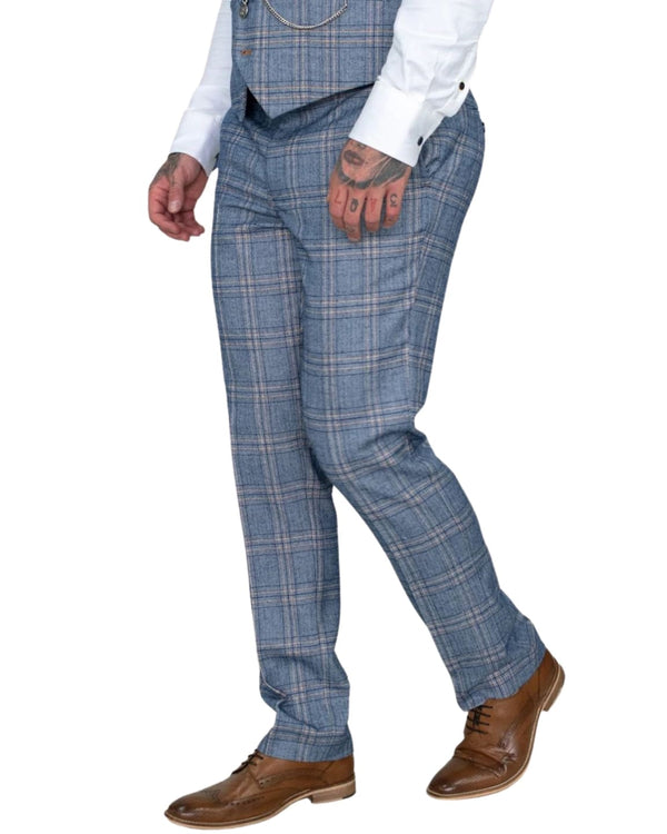 Final Clearance Men’s Clearance Tweed Trousers - Brendan/Blue / 40R - Suit & Tailoring