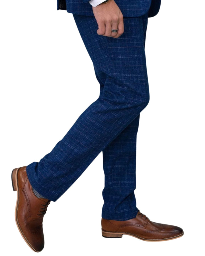 Cavani Men’s Tweed Trousers - Kaiser/Blue / 40R - Suit & Tailoring
