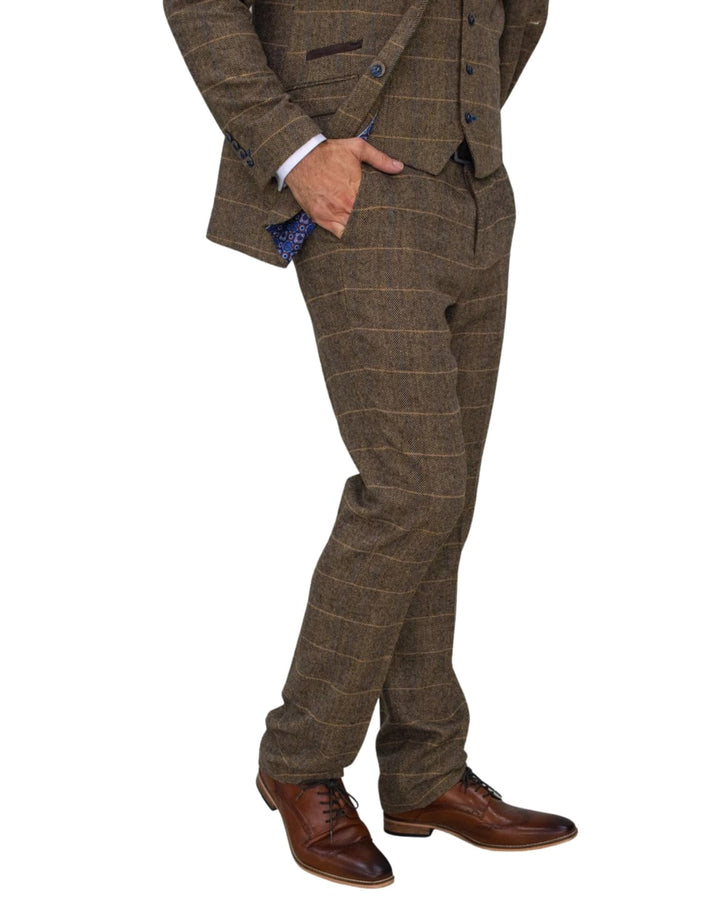 Final Clearance Men’s Clearance Tweed Trousers - Albert/Brown / 40R - Suit & Tailoring