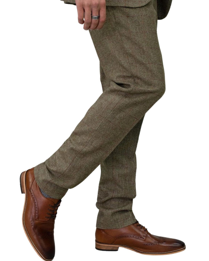 Cavani Men’s Tweed Trousers - Gaston/Sage / 40R - Suit & Tailoring
