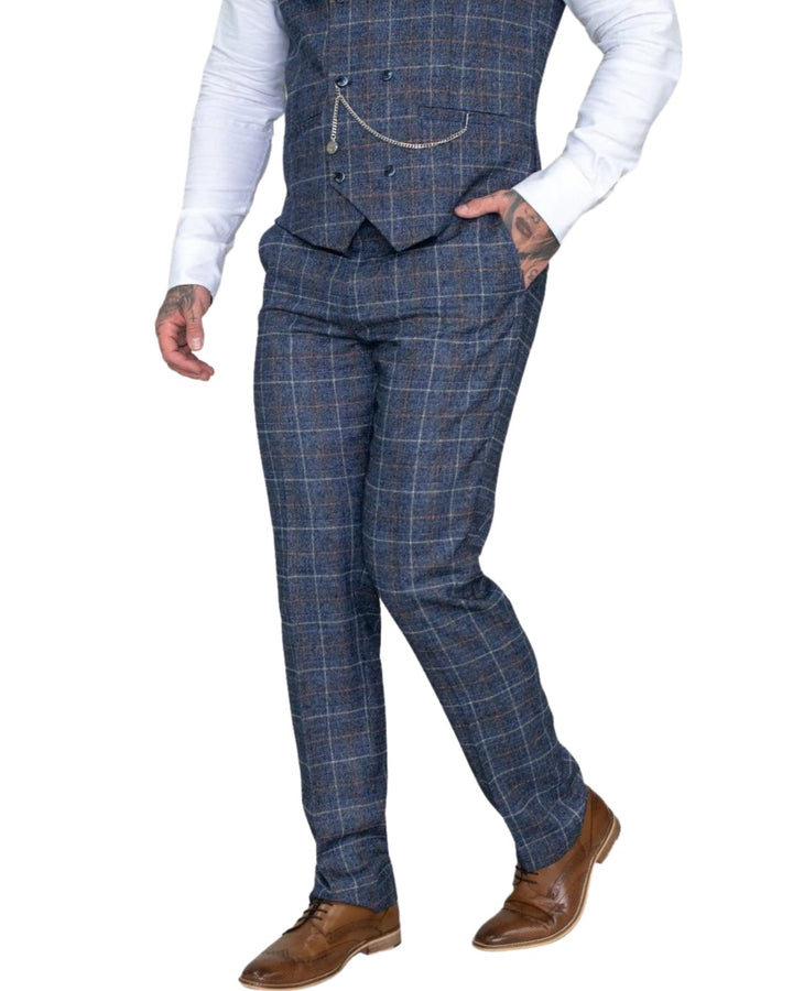 Final Clearance Men’s Clearance Tweed Trousers - Bonita/Blue / 40R - Suit & Tailoring