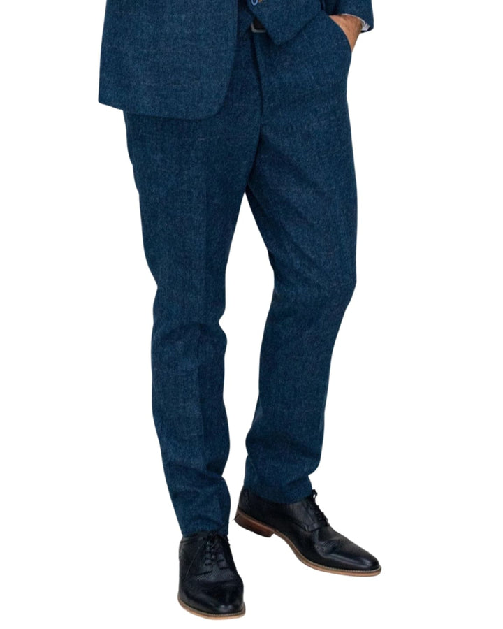 Final Clearance Men’s Clearance Tweed Trousers - Carnegi/Blue / 40R - Suit & Tailoring