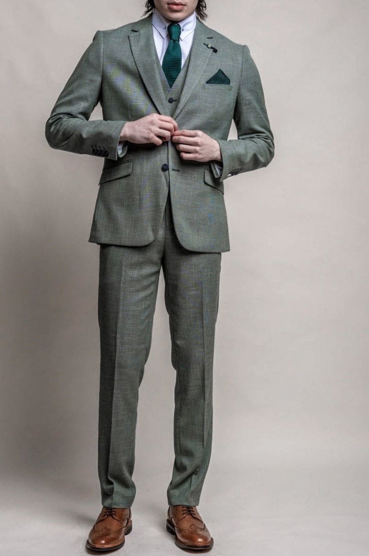 Cavani Miami Men’s Sage Green 3 Piece Suit - Suits