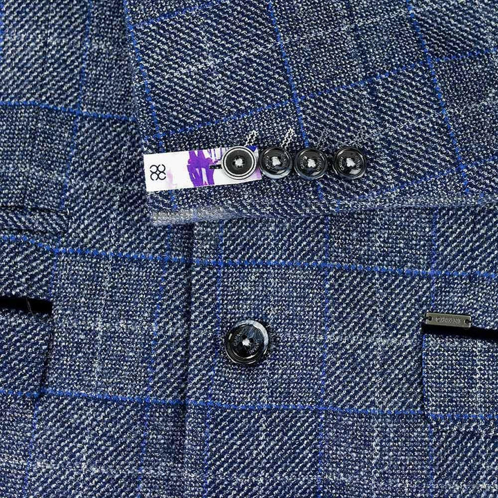 Miles Blue Sim Fit Tweed Style Jacket - Suit & Tailoring