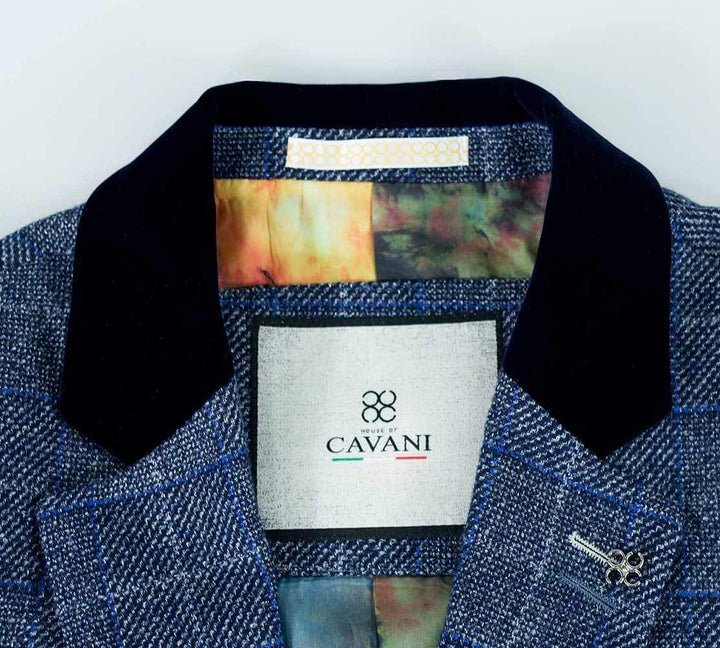 Miles Blue Sim Fit Tweed Style Jacket - Suit & Tailoring