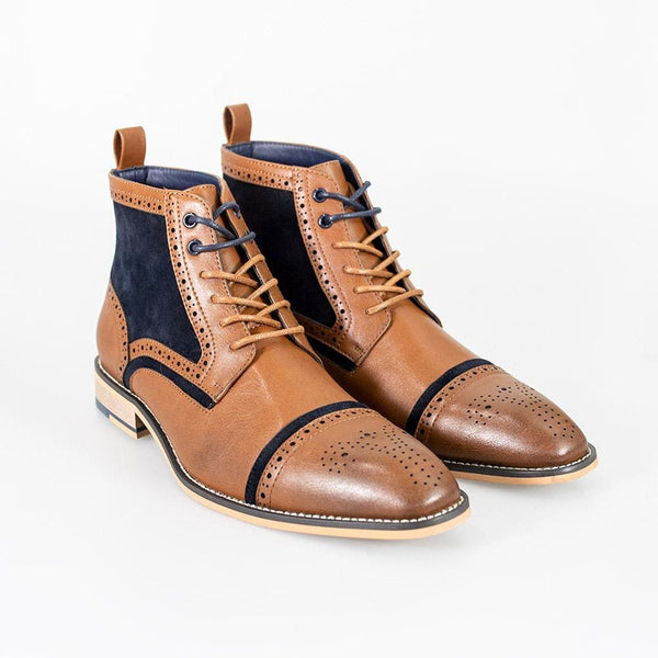 Cavani Modena Tan/Navy Mens Leather Boots - UK6 | EU40 - Boots