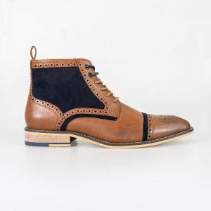 Cavani Modena Tan/Navy Mens Leather Boots - Boots
