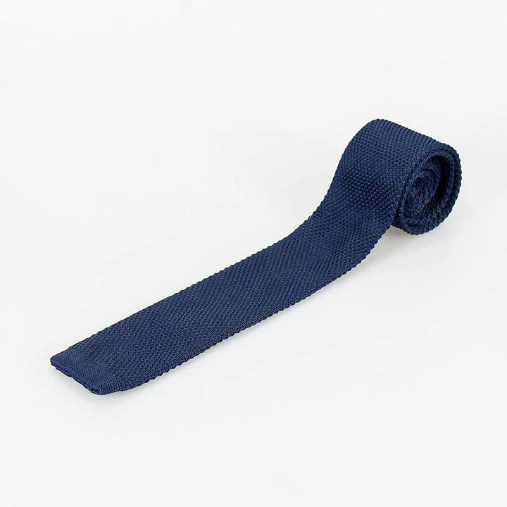Cavani Navy Knitted Tie & Hank Set - accessories