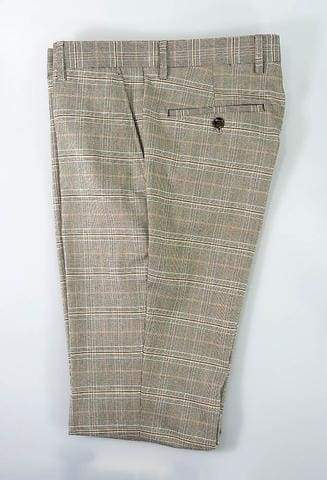 Cavani Quincy Stone Check Slim Fit Trousers - 28R - Suit & Tailoring