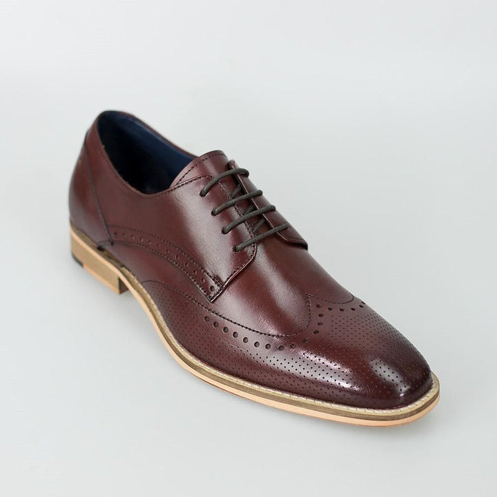 Cavani Rome Mens Leather Cherry Shoes - UK7 | EU41 - Shoes