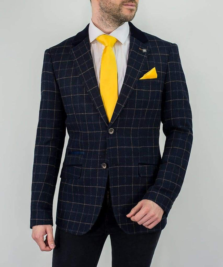 Shelby Blue Sim Fit Tweed Style Jacket - Suit & Tailoring