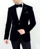 Cavani Sicily Navy Velvet Slim Fit Blazer - 34 - Suit & Tailoring