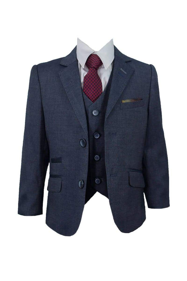 Cavani Steele Boys Three Piece Navy Slim Fit Suit - Suit & Tailoring