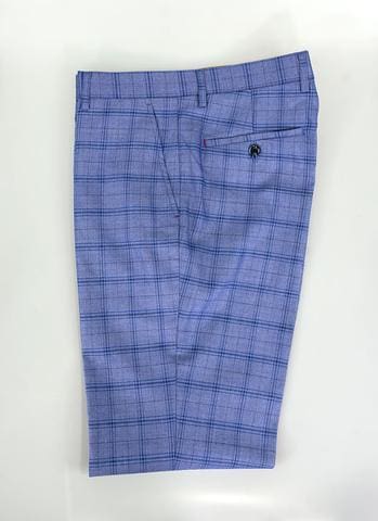 Cavani Tamara Blue Check Slim Fit Trousers - 28R - Suit & Tailoring