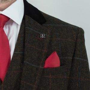 Cavani Tommy Brown Slim Fit Tweed Blazer - Suit & Tailoring