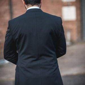 Cavani Tuxedo Black 2 Piece Slim Fit Tweed Suit - Suit & Tailoring