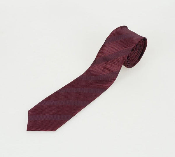 Cavani Wine Stripe Woven Tie Setwith Hank & Tie Pin - Accessories