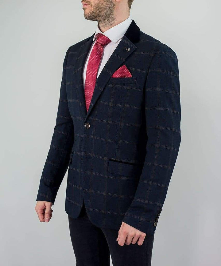 Connall Navy Sim Fit Tweed Style Blazer - Suit & Tailoring