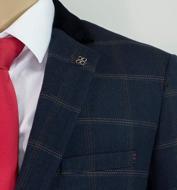 Connall Navy Sim Fit Tweed Style Blazer - Suit & Tailoring