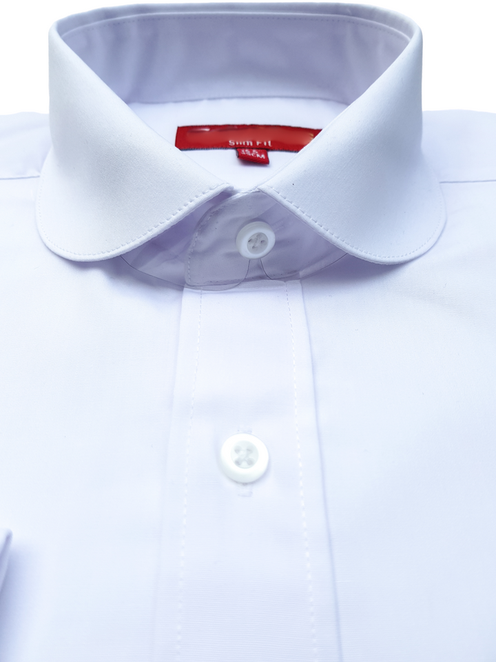 CR | Colin Ross Men’s White Penny Round Collar Double Cuff Shirt ...